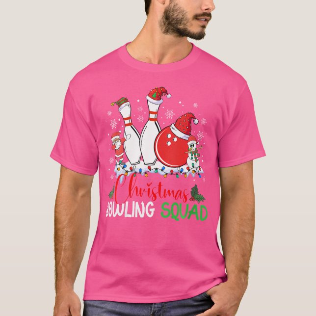 JulBowling Squad Julafton Ljus Santa Bowling T Shirt (Framsida)