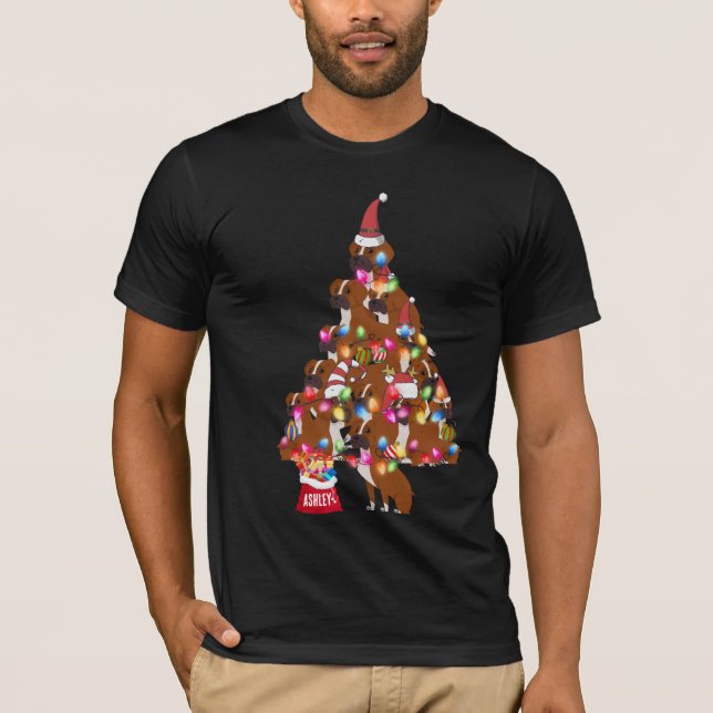Julboxer Hund Puppy Cute T Shirt (Framsida)