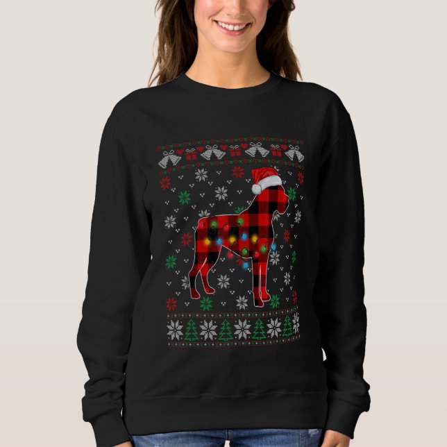 Julboxer Hund Santa Hat Ugly Julafton Sweater T Shirt (Framsida)