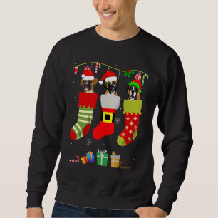 Julboxer Pajama Hund Socks Light Santa Hat X Lång Ärmad Tröja