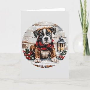 Julboxer Puppy Helgkort