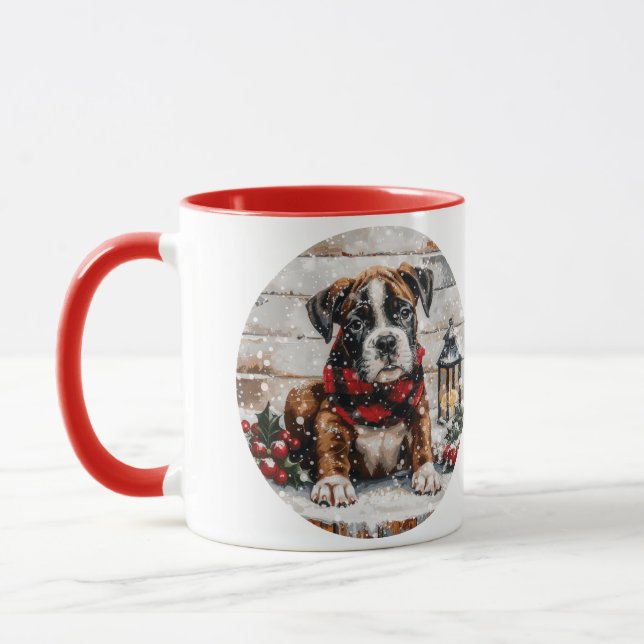 Julboxer Puppy Mugg (Vänster)