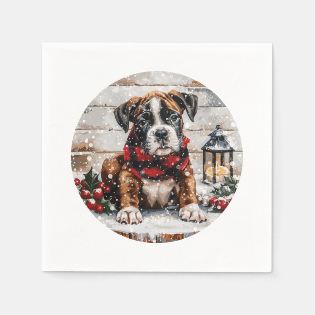 Julboxer Puppy Pappersservett (Framsidan)