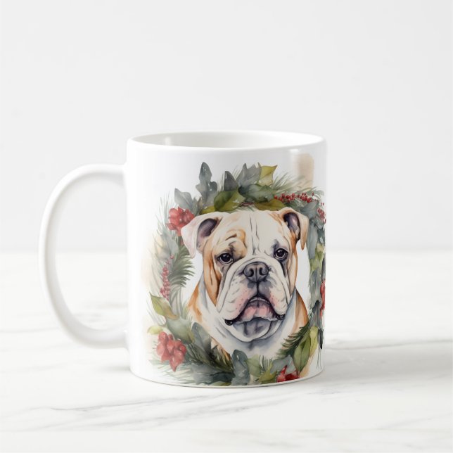 Julbragd i bulldog Valp Kaffemugg (Vänster)