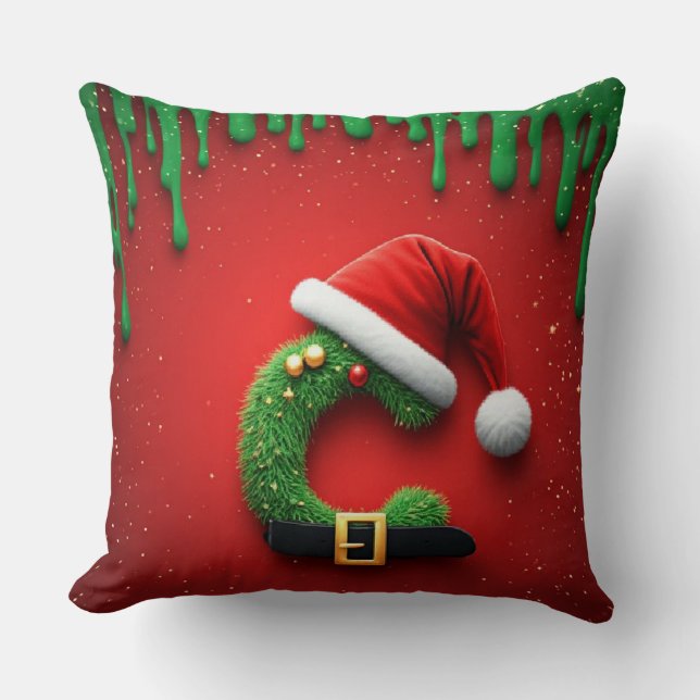 Julbrev C Med Julkransstil 🎁 Kudde (Framsida)