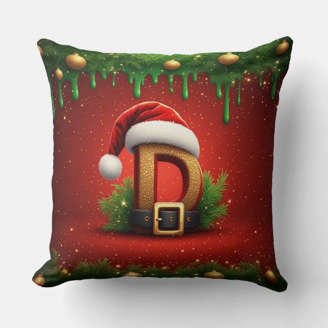 Julbrev D Med Julkransstil 🎁 Kudde (Framsida)