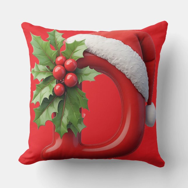 🎄 Julbrev D Monogram Dekoration För Hemmet Kudde (Framsida)