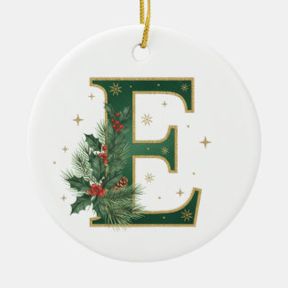 Julbrev E Julkran med Holly-monogram Julgransprydnad Keramik