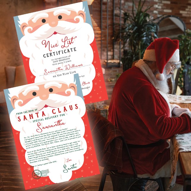 Julbrev från Tomte Snälla Listan Certifikat Jul  (Nice List Certificate Signed and Sealed by Santa Vintage Parchment Christmas Letter from Santa)