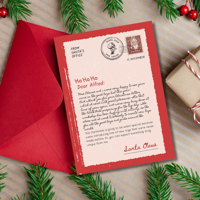 Julbrev från Tomte Vintage Redigerbart Tomtebrev Julkort (Skapare uppladdad)