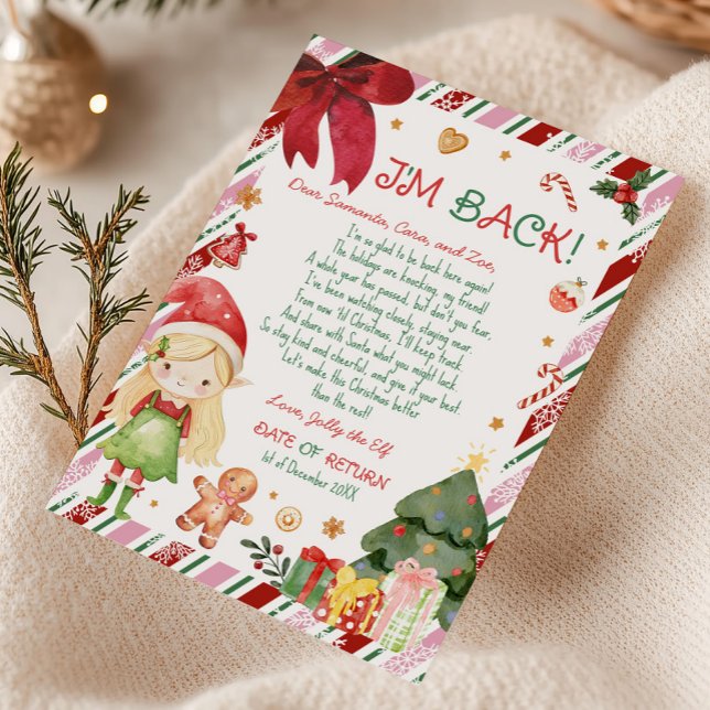 Julbrev från tomtebrev kort (Christmas Blonde Hair Light Girl Letter from Elf Letter Card)