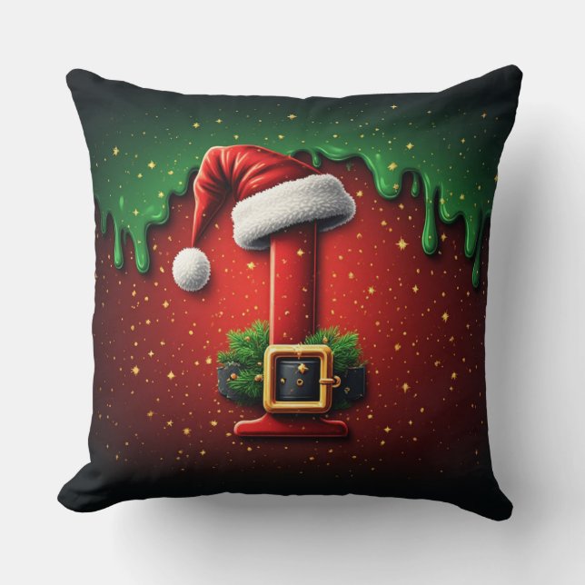 Julbrev I Med Juldekoration Monogram 🎄 Kudde (Framsida)