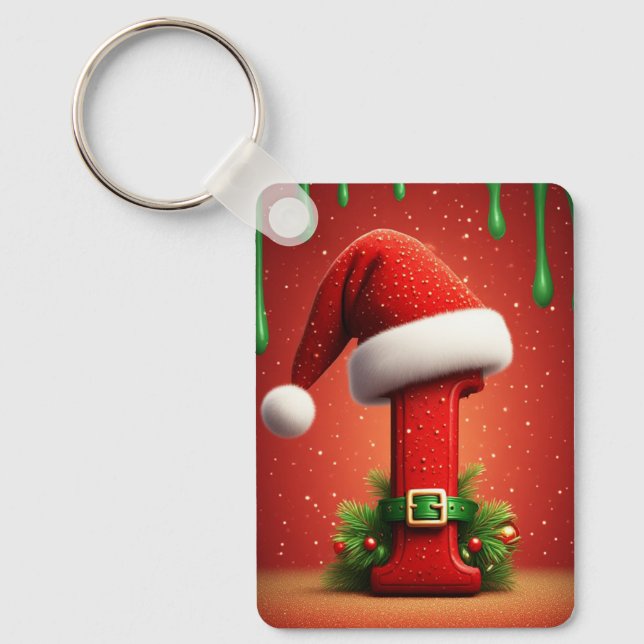 Julbrev I Med Juldekoration Stil 🎄 Nyckelring (Framsida)