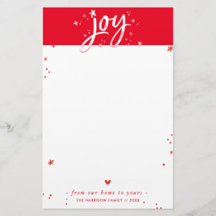 JULBREV modern handskriven glädje röd Brevpapper