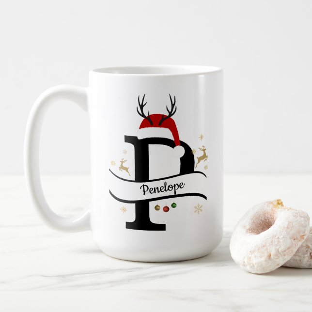 Julbrev P Alfabet  Kaffemugg (Med munk)