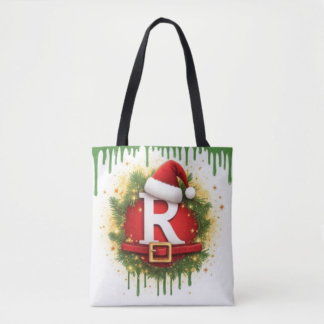 Julbrev R med tomtehatt Holiday Present Tygkasse (Framsida)