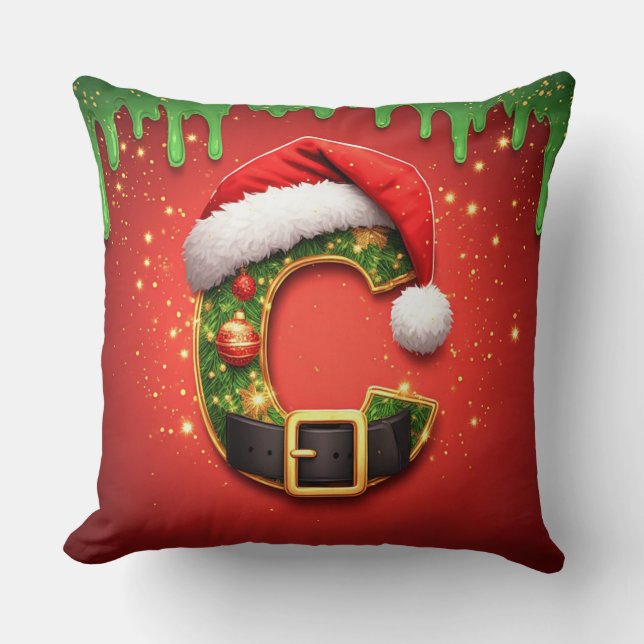 Julbrev Y Med Festiv Tallkrans 🎄 Kudde (Framsida)