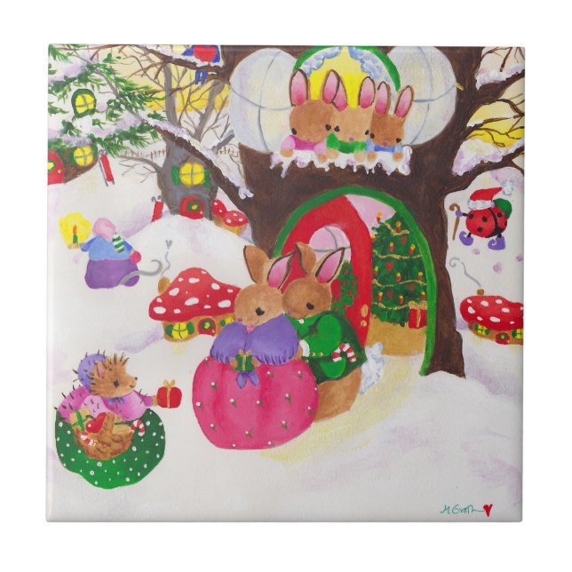 Julbricka i skogen kakelplatta (Framsidan)
