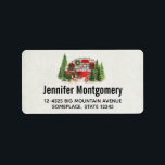 Julbrickor Camper Outdoorsy Tema Adressetikett<br><div class="desc">Adressetiketter med ett sött och vismiskt jultema. En mysigt släpvagn som dekorerats för juluppehåll i vissa gräs träd.</div>