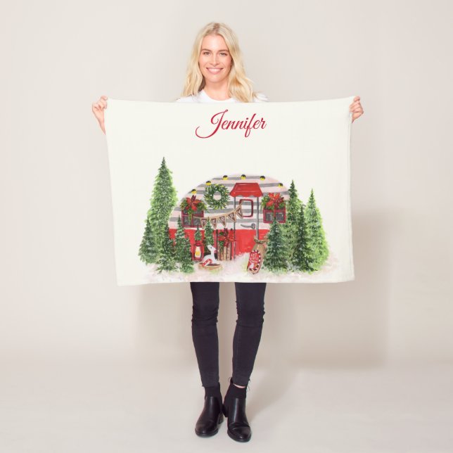 Julbrickor Camper Outdoorsy Tema Fleecefilt (På plats)