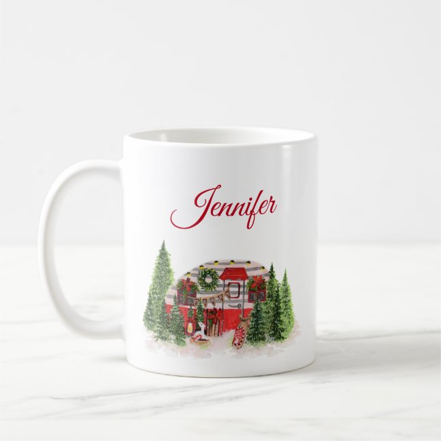 Julbrickor Camper Outdoorsy Tema Kaffemugg (Vänster)