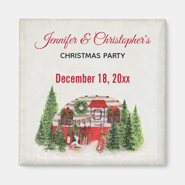 Julbrickor Camper Outdoorsy Tema Magnet (Framsidan)