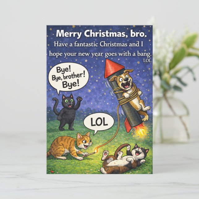 Julbro, hoppas ditt nya år går av stapeln julkort (Stående Fram)