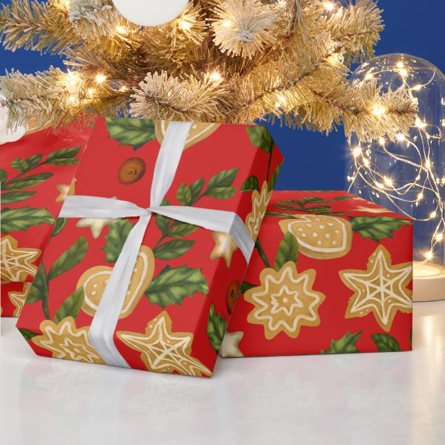 Julbrödakor Cookies and Berries Red Presentpapper (Helgdagar)