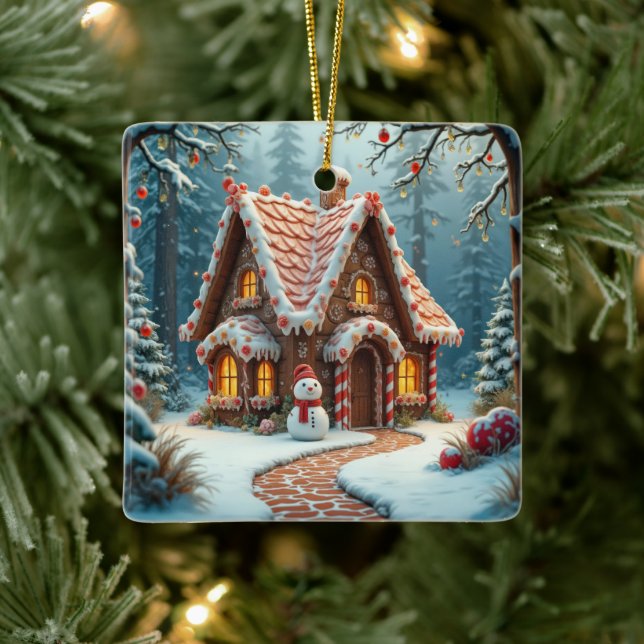 Julbrödbröd med Snögubbe Julgransprydnad Keramik (Träd)