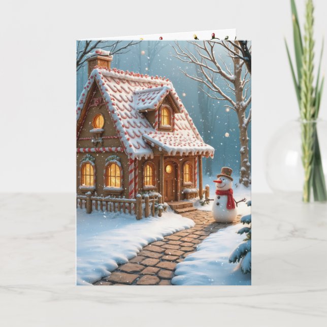 Julbrödhus med Snögubbe Kort (Framsida)