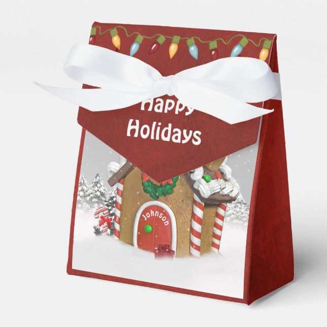 Julbrödhuset i snö presentaskar (Framsidan Sidan)