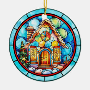 Julbrödrocka nedfläckad glas stil julgransprydnad keramik