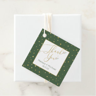 Julbröllop Grön och Guld Typografi Gåvor Etiketter