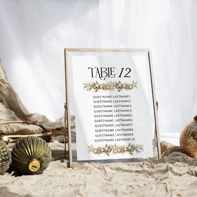 Julbröllop Holly Bordnummer Sittplatsschema (Table Number Seating Chart from the Holly Bells Wedding Collection by Darling and May)