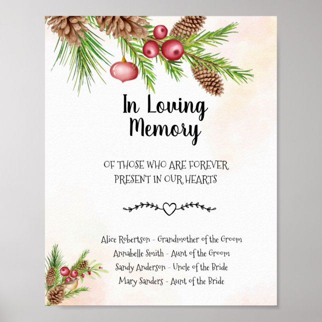 Julbröllop Minnesceremoni Bröllopsskylt Poster (Framsidan)