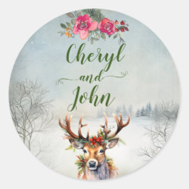 Julbröllop på Lodge Envelope Seal Runt Klistermärke