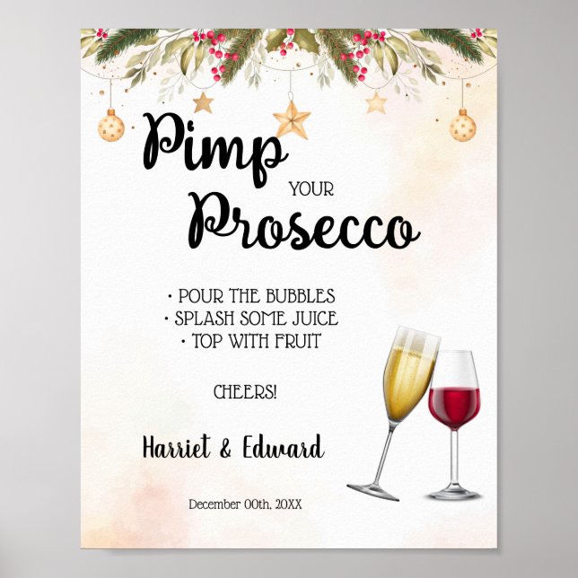 Julbröllop Pimpa din Prosecco-skylt Poster (Framsidan)