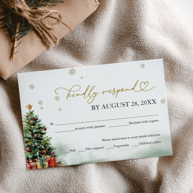Julbröllop RSVP med matval OSA Kort (Skapare uppladdad)