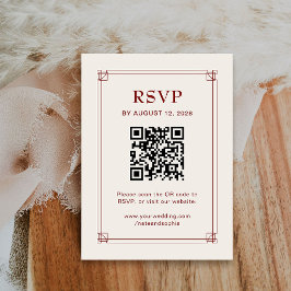 Julbröllop RSVP och QR-kod | Elfenben och Röd Tilläggskort