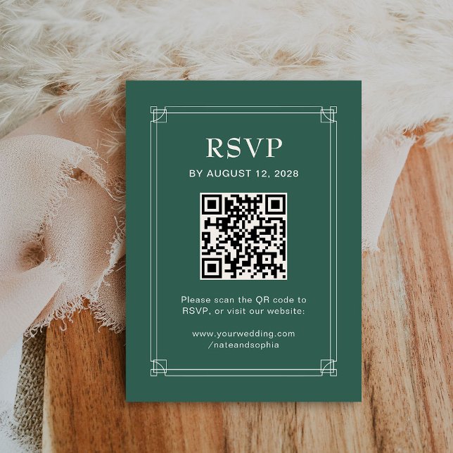 Julbröllop RSVP och QR-kod | Grön Tilläggskort (Skapare uppladdad)