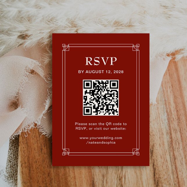Julbröllop RSVP och QR-kod | Röd Tilläggskort (Skapare uppladdad)