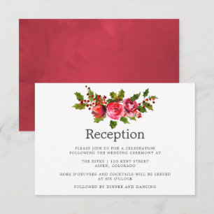 Julbröllopsblommor och järnekreception inbjudningar
