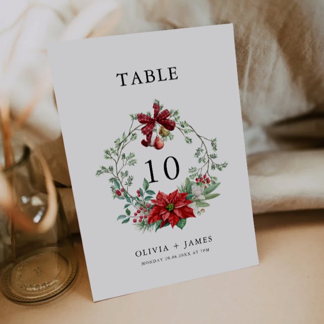 Julbröllopsbordskortmall Inbjudningar (Christmas Wedding table card Template)