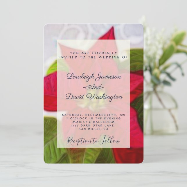 Julbröllopsinbjudan med Poinsettia Inbjudningar (Stående Fram)
