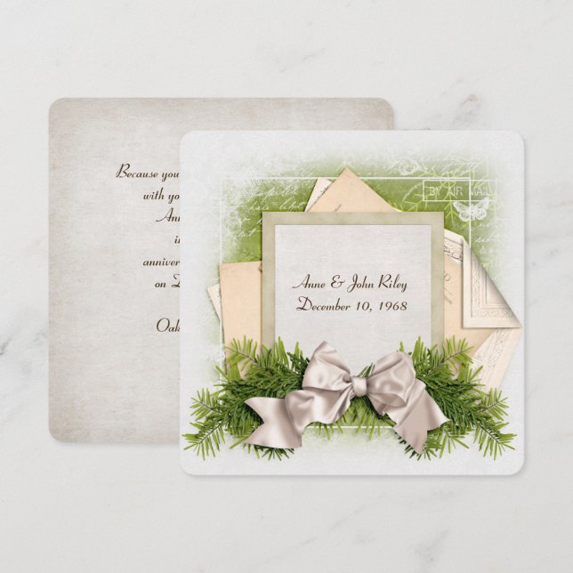 Julbröllopsjubileums middagfest inbjudningar (Fram/baksida)