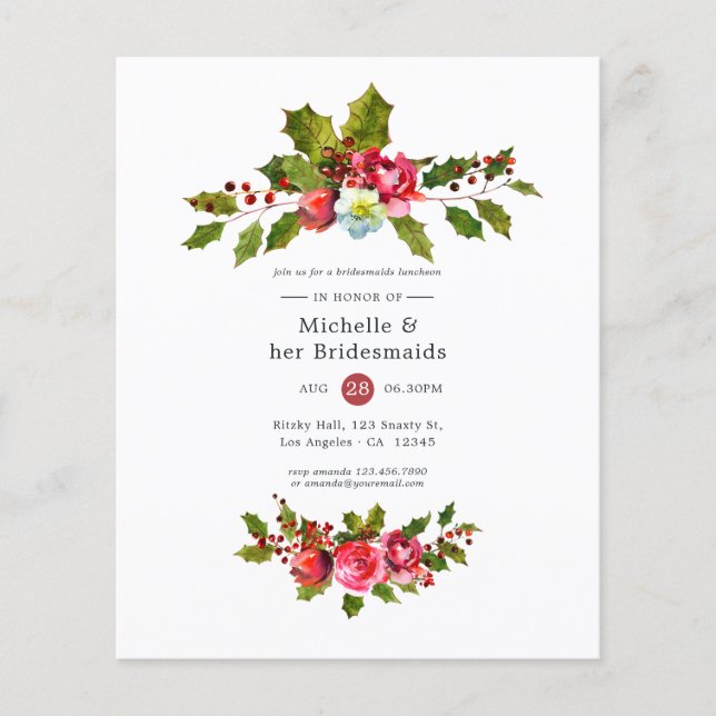 Julbrudtjänst Lunchinbjudan Holly Flygblad (Framsidan)