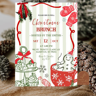 Julbrunch Klotter Handritad Inbjudningar