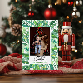 Julbrunt Blommigt Vattenfärg |God jul Julkort