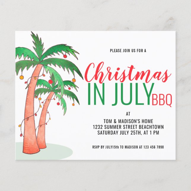 Julbudget-BBQ-fest i jul-stil inbjudan (Framsida)