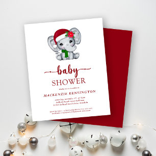 Julbudget Elefant Baby Shower Inbjudan